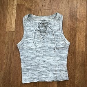 grey lace top tank